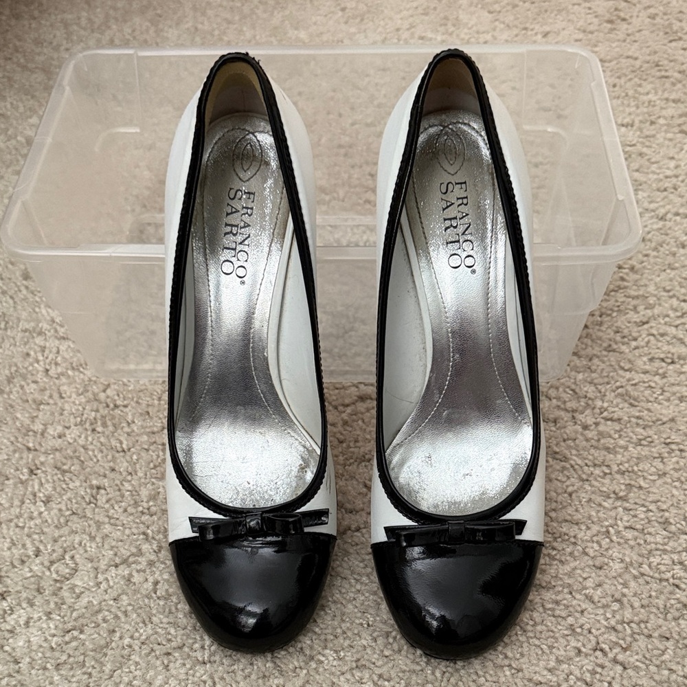 Franco Sarto Black and White Heels